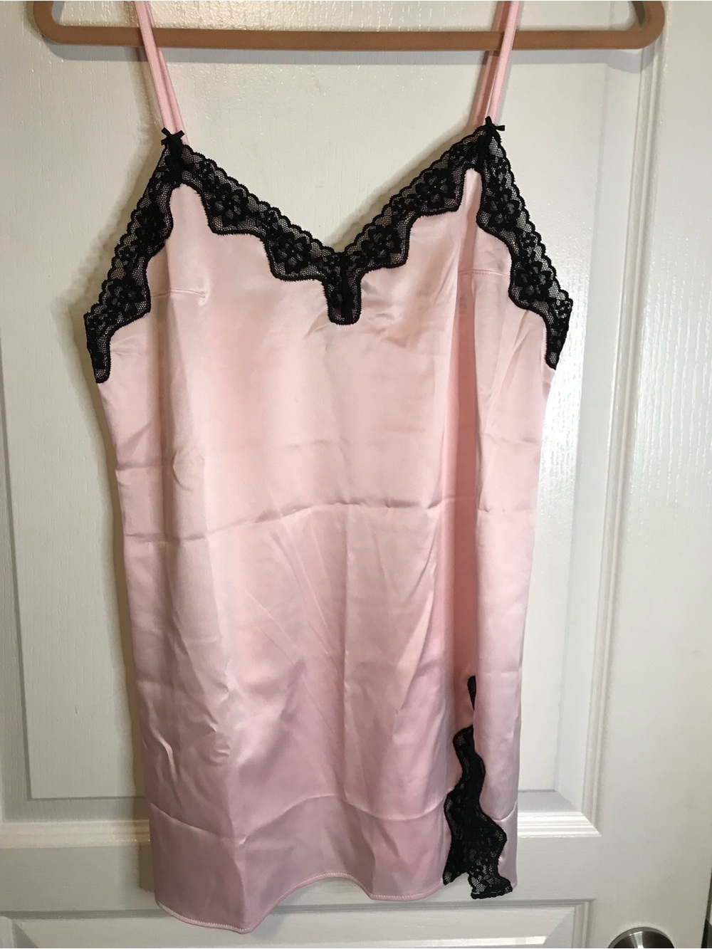 Victoria's Secret Pink Satin Chemise with Black Lace